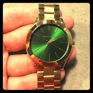 Gold and Emerald Michael Kors Watch